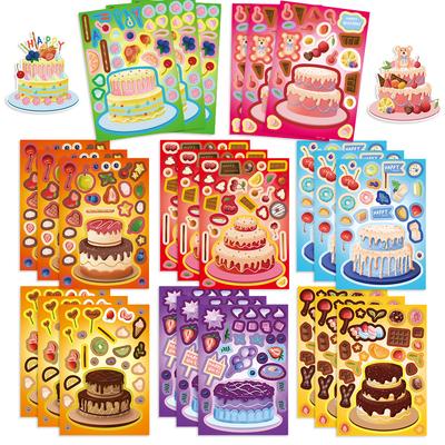 8 Cartoon Cakes Make A Face Face Change Sticker DIY Hand Account Small Card Mobile Phone Case Decoration