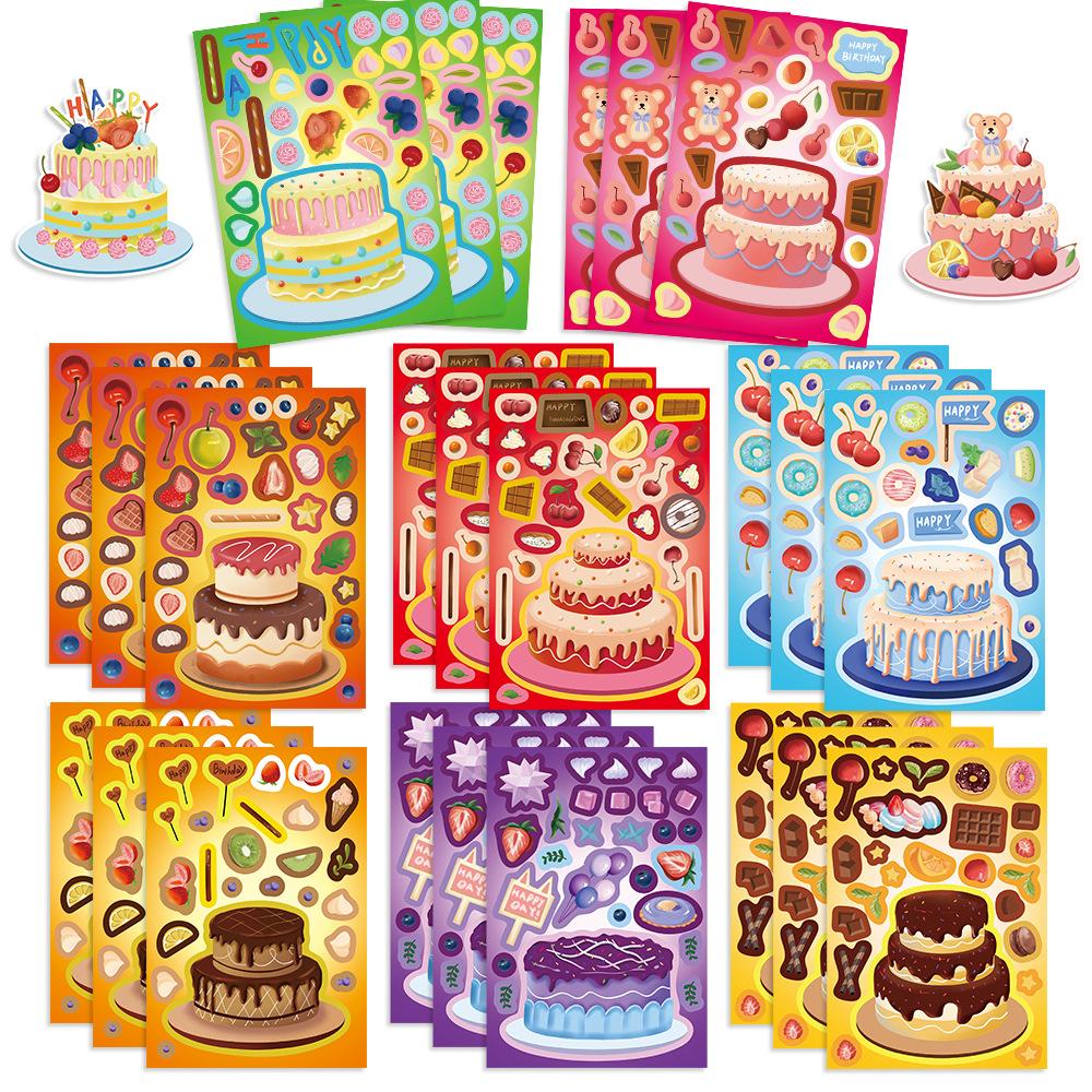 8 Cartoon Cakes Make A Face Face Change Sticker DIY Hand Account Small Card Mobile Phone Case Decoration