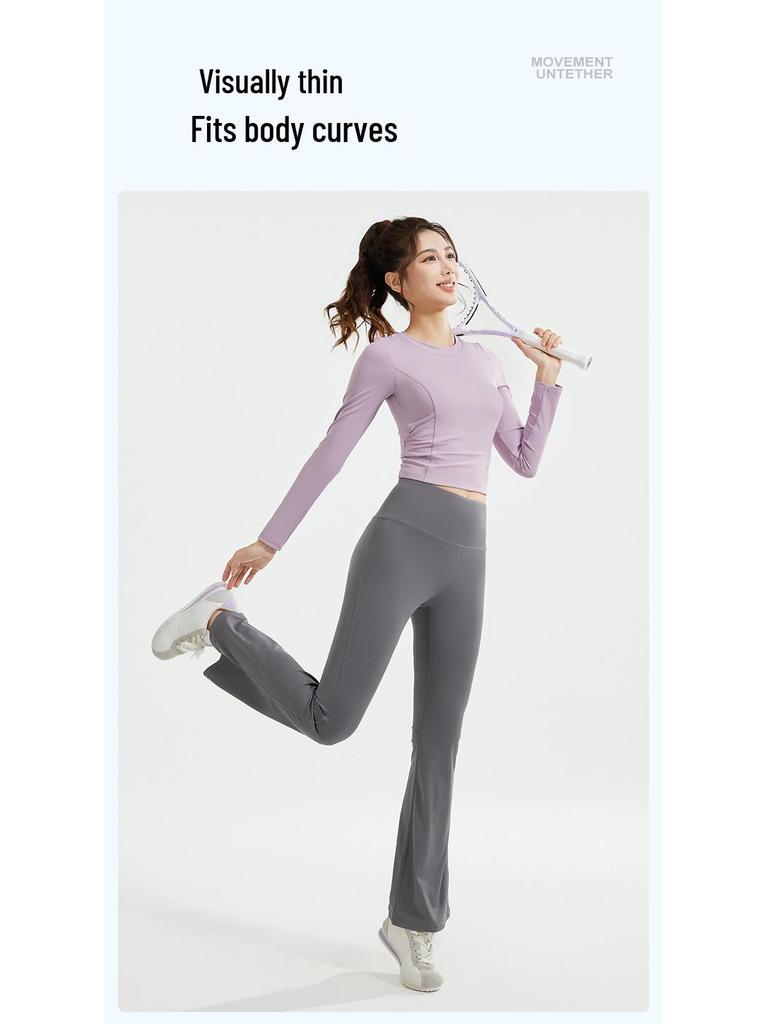 2025 Women's Breathable Running Set with Long Sleeve, Cutout Back, Drawstring, and Chest Pads