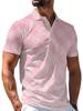 Men'S Outdoor Polo Shirt, Multi-Sizes Available, Men'S Short Sleeve Polo, Pink Checkered Gradient Print, Solid Color Collar, Men'S Top, Suitable for