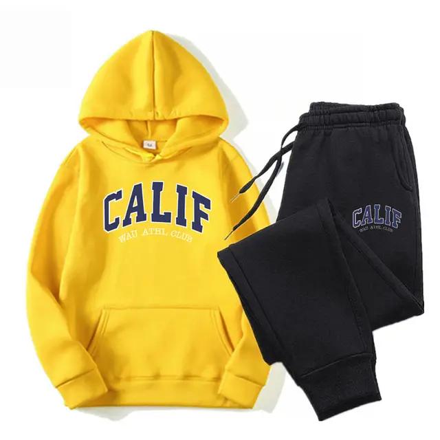 Nowość w Zestawach z Kapturem Spodnie dresowe 2 szt. Wzór z nadrukiem Odzież Y2k Designerskie bluzy Jesień Kobiety i Kobiety Zestawy z kapturem