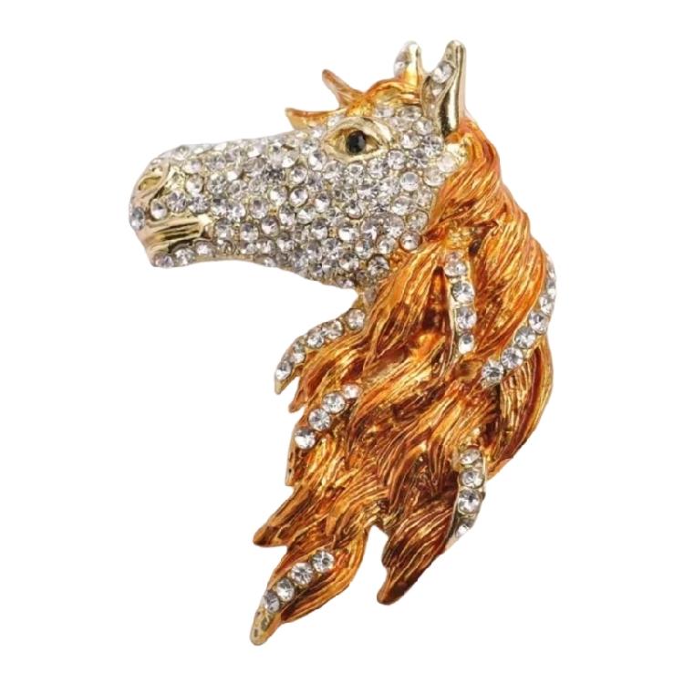 Sturdy Craftsmanship Horse Brooch Alloy Jewelry With Smooth Surfaces for Party Outfits