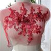 1Pcs Golden Red Beaded Beautiful Large Piece Rhinestone Embroidered Patch Wedding Dress Applique Accessories
