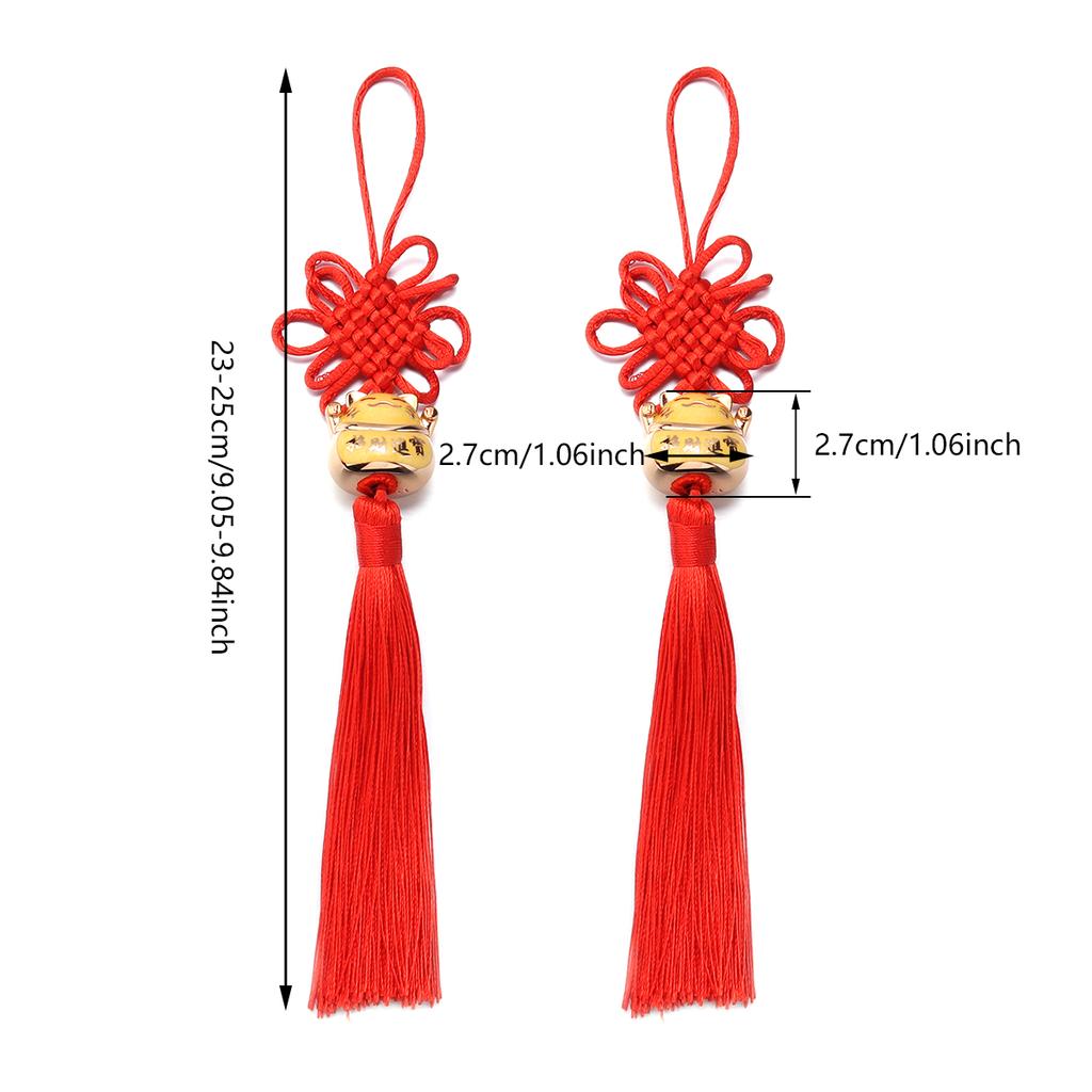 2pcs Chinese Knot Tassel Pendant Hanging Fortune Red Tassels Pendants For DIY Spring Festival New Year Gifts Home Decoration
