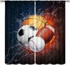 Sports Game Curtains for Boys Room, Baseball Soccer Basketball Football Drapes, Kids Teens Living Room Window Panels