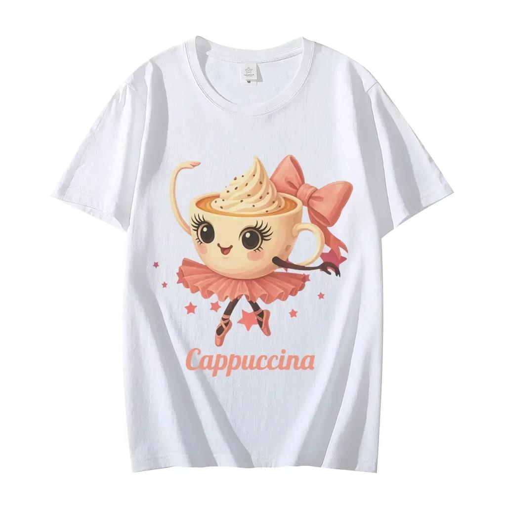 Ballerina Cappuccino T-Shirt Funny Italian Brainrot Meme T Shirt Women Clothing Fashion Y2k Aesthetic Short Sleeve T-Shirts
