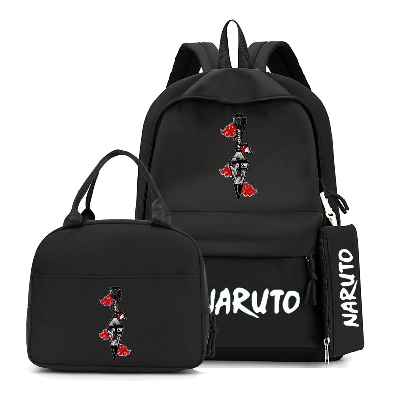3Pcs/set Anime Naruto Backpack with Lunch Bag for Girl Boy Student Back To School Bookbag Schoolbag Men Women Leisure Travel Bag