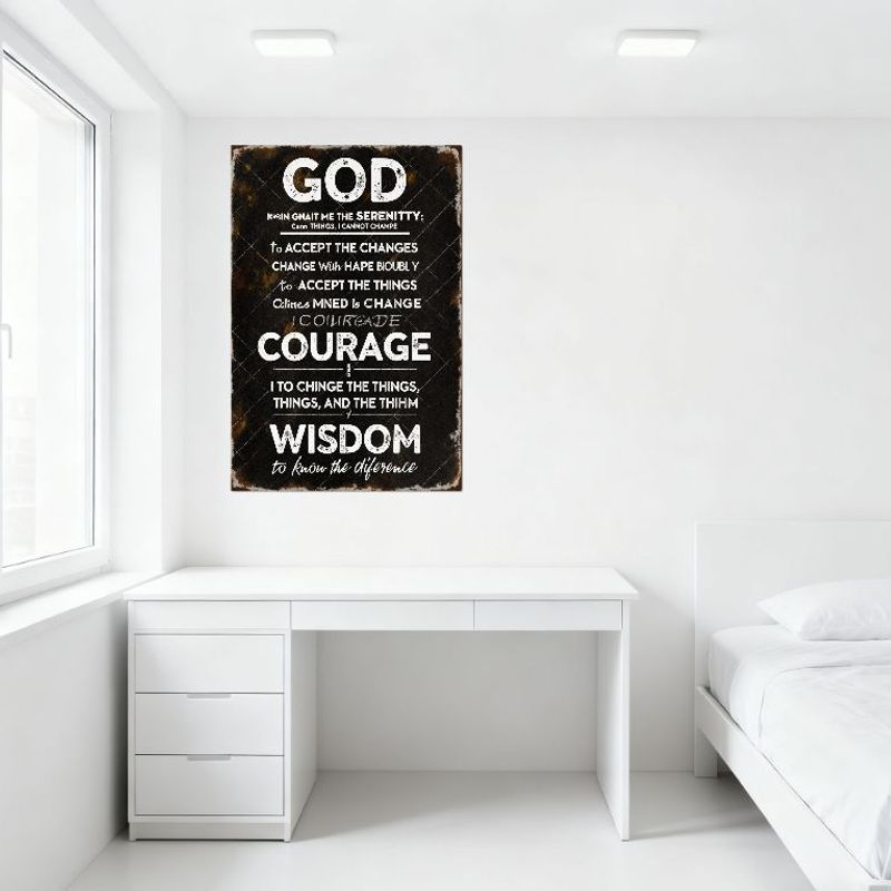 Vintage Distressed Serenity Prayer Metal Tin Sign - Rusty Edge Art Poster for Home Bar Man Cave Cafe Decor
