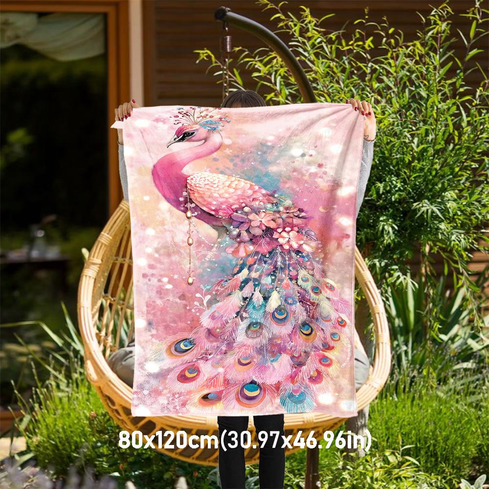 

1pc Peacock Flowers Outdoor Flannel Blanket Soft Warm All-Season Throw for Sofa Bed Car Camping Office, Cozy Gift Idea1179S 80x120cm(31x47inch)