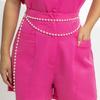Simple Casual Round Bead Chain Belt Decorative Trouser Chain, Retro Imitation Pearl Fringed Waist Chain