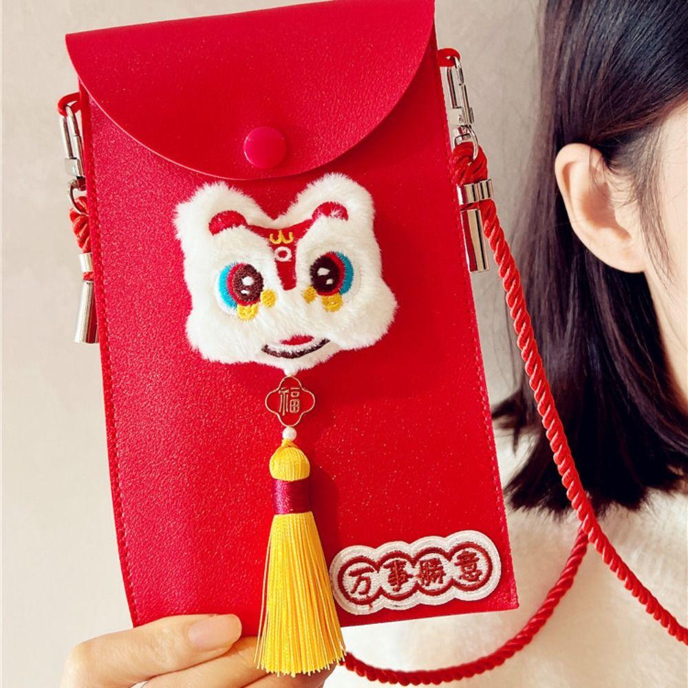 Chinese Plush Koi Lucky Money Packet Tassel Lion Dance New Year Money Envelope Party Gifts