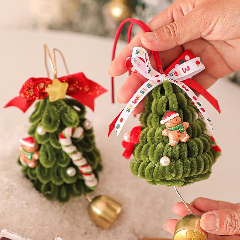 Cute Christmas Tree Pendant with Bell Green Xmas Tree Hanging Ornament for Home Holiday Decoration Party New Year 2025