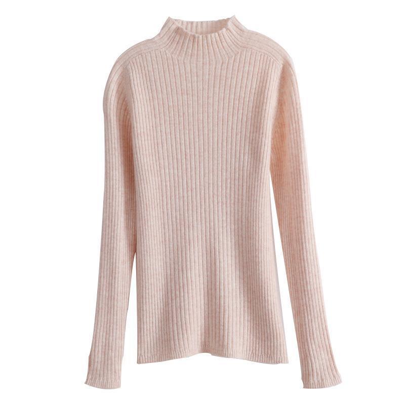 Women's Striped High-Neck Slim Fit Knit Sweater - 2025 Autumn/Winter Collection