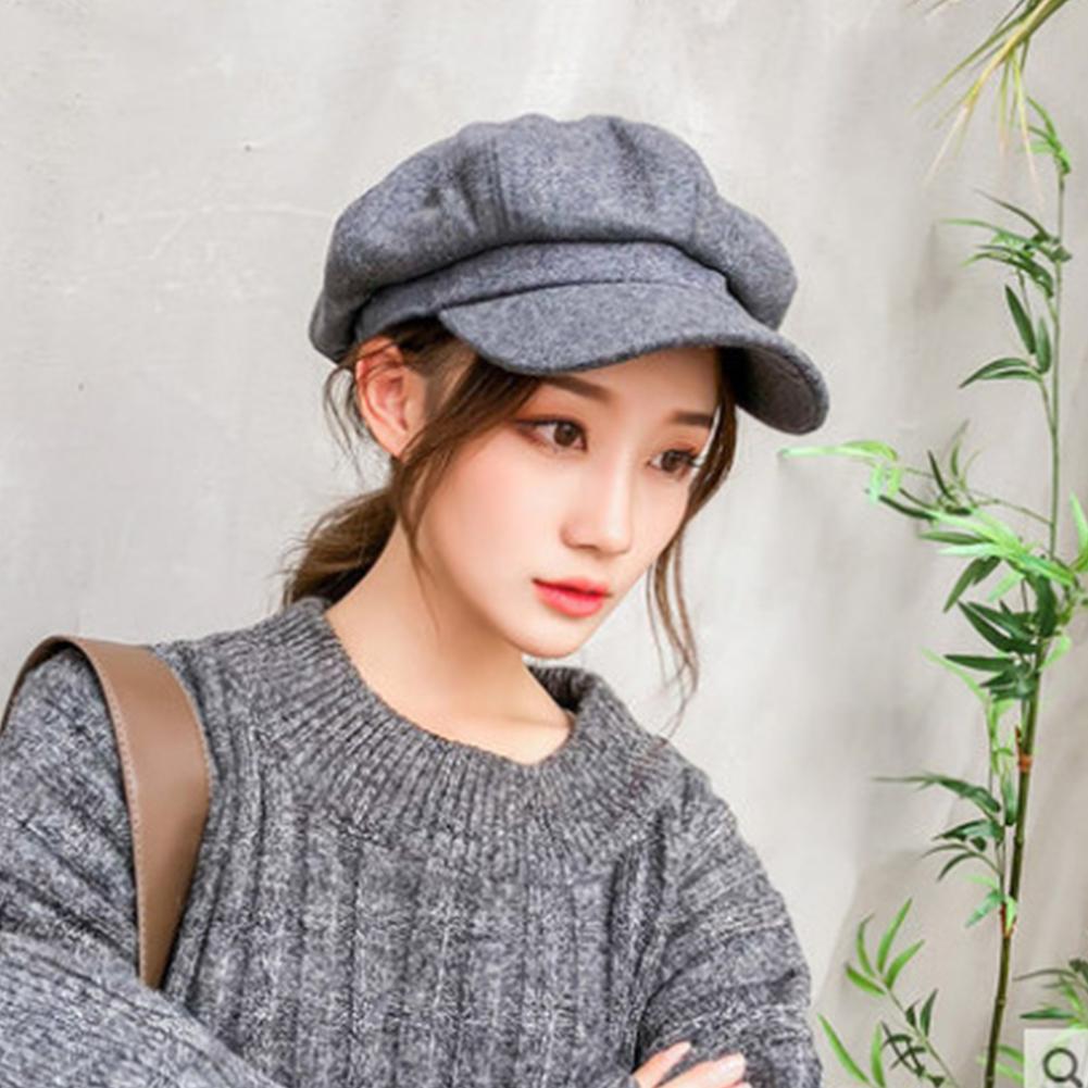Women All Match Solid Color Short Brim Beret for Autumn Winter Wear