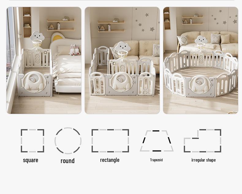 Stackable Baby Basketball Play Fence with Crawling Mat - Indoor Child Safety Solution for Living Room