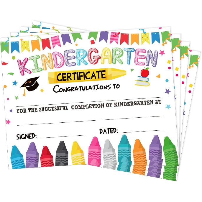 Yisong 35 Pieces Kindergarten Diploma Colorful Kindergarten Graduation Award Certificate Preschool 2025 Classroom Activities Certificate for Kids Elegant Style