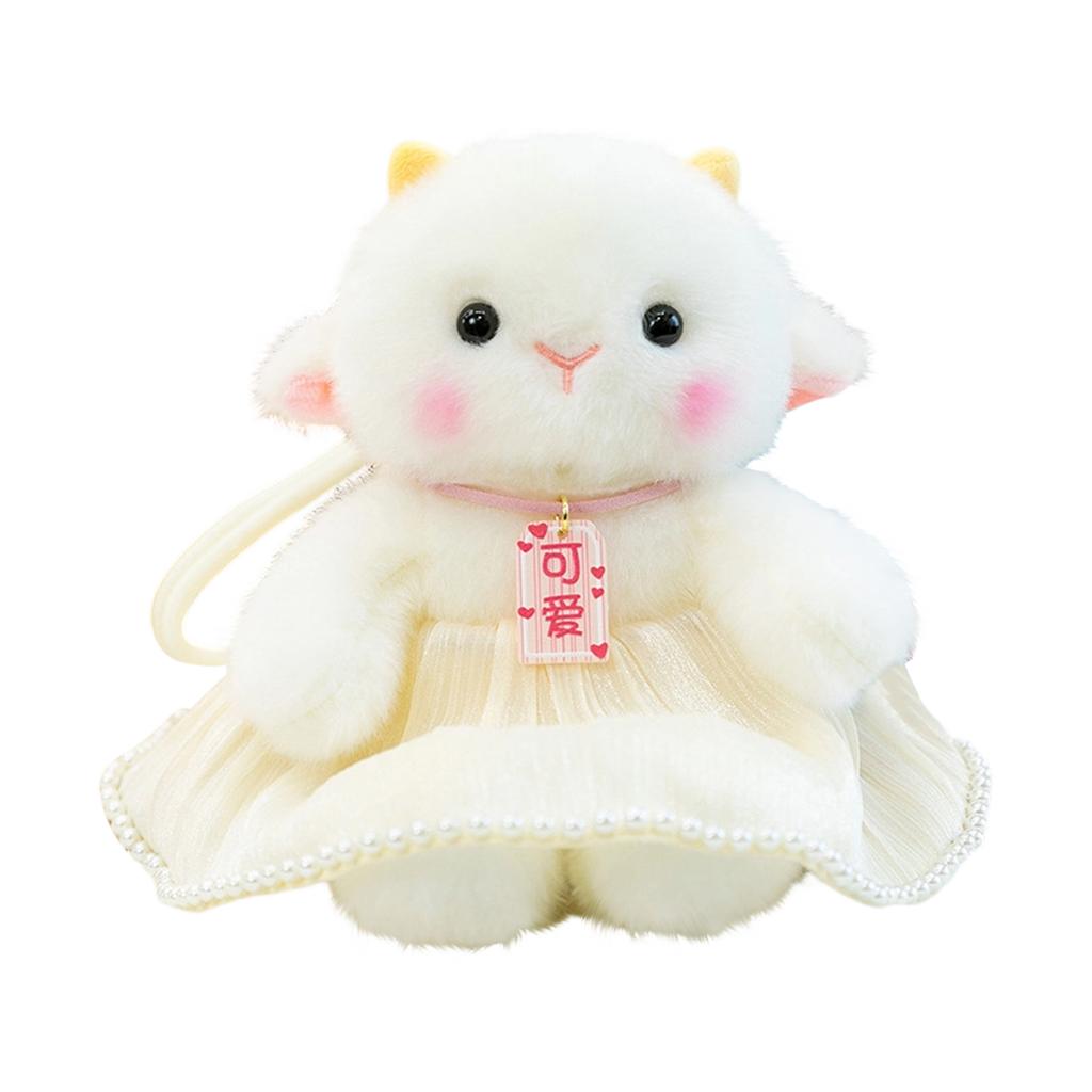 Plush Stuffed Animal Lamb Toy Soft Fluffy Sheep Doll with Decorative Skirt and Pendant Suitable for Home Decoration and Gift Giving