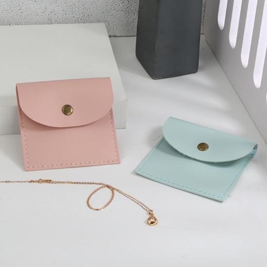 Mini Jewelry Pouch Faux Leather Small Storage Bag Travel Jewelry Pouch with Snap Button for Necklaces Bracelets Rings