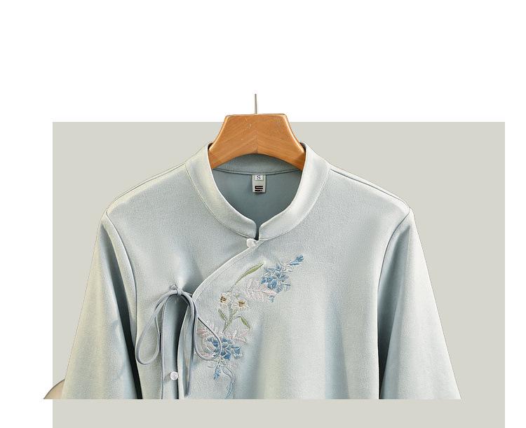 Retro vyšívaný jelenicový top ve stylu Tang a čínský oděv čchong-sam (cheongsam) pro ženy