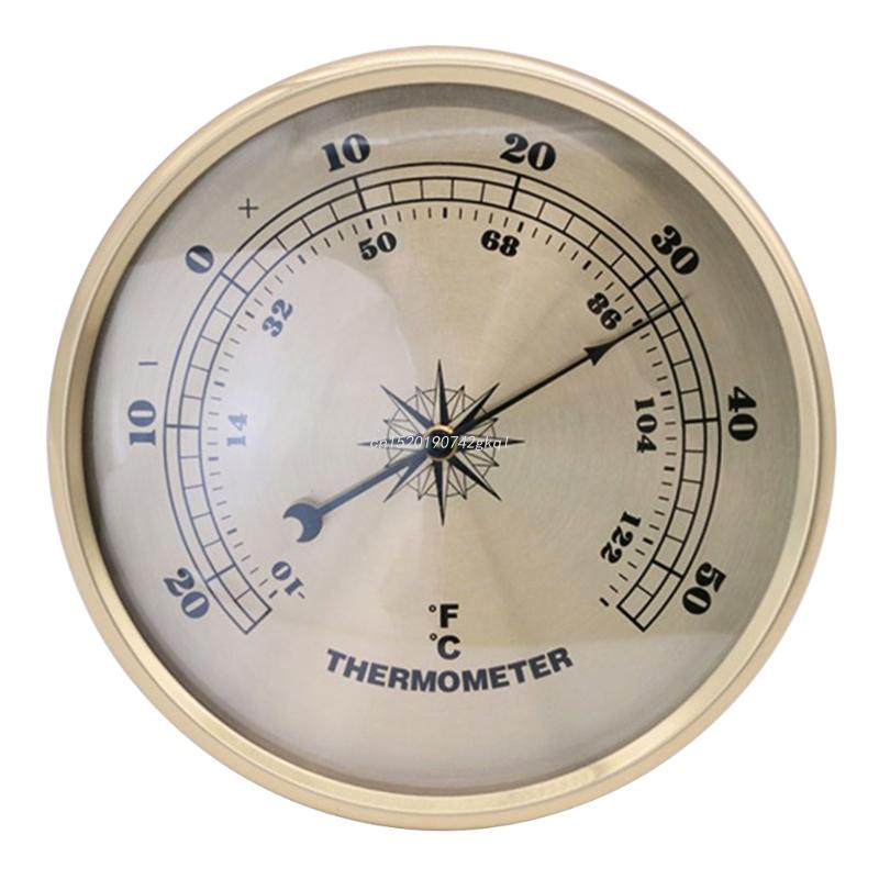 Diameter 90mm Gold Frame Wall Hanging Thermometer Alarm Clock Hygrometer Thermometer Barometer for Laboratories
