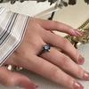 Angel and Demon Wings Couple Ring For Women Rose Gold Colour Black Fashion Moonstone Adjustable Opening Men's Ring Party Jewelry