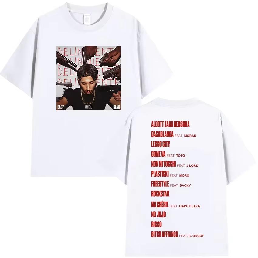 Rapper Baby Gang Album Graphic pure Cotton music Tshirt Men Retro 2026 New Summer Hip hop unisex Short sleeve shirt fan gifts