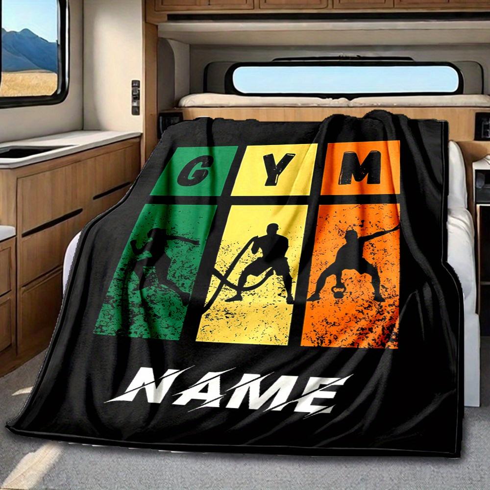 Gym Fitness Workout Blanket Personalized Name Soft Comfortable Stylish Blanket Car Blanket Perfect For Travel Camping Outdoor Home Suitable For All