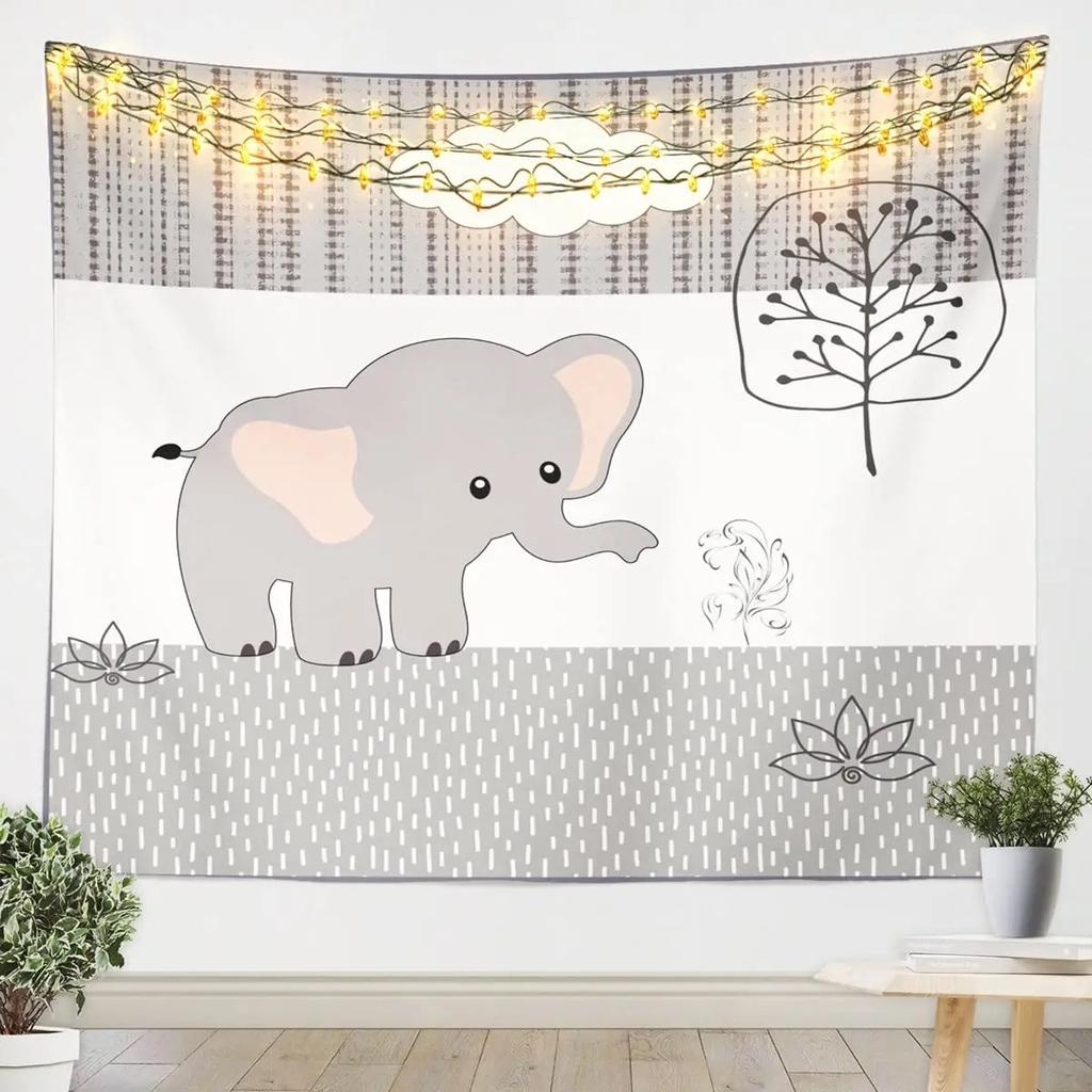 Cute Cartoon Baby Elephant Tapestry Office Living Room Tapestry Home Wall Decoration Tapestry