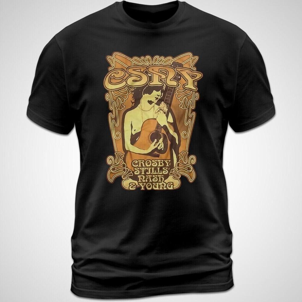 Vtg Crosby Stills Nash and Young Music Band Cotton Black Unisex Shirt Unisex T-Shirt XXL
