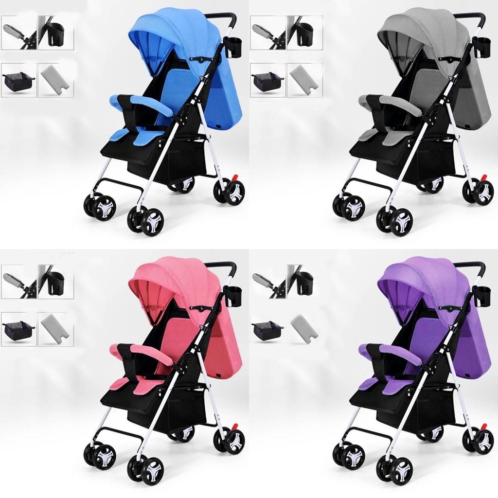 Baby Bærbar Barnevogn Sitte Eller Ligge Sammenleggbar Trille Justerbar Ryggstøtte