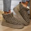 Fashion Leopard Print Suede Snow Boots Woman Platform Ankle Boots 2024 Winter New Thickened Plush Warm Cotton Shoe Women Short-Tube Boot