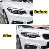 Car Evil Headlight Eyebrows Compatible with BMW 2 Series F22 F23 220i 228i 230i M235i M240i 2015-2019 Front Light Eyelid Cover 3D Stickers(Gloss