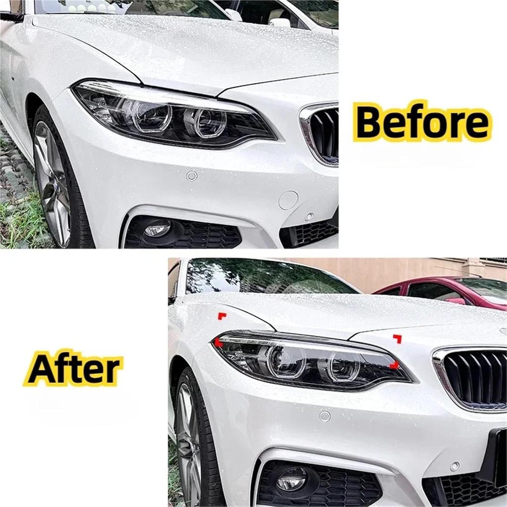 Car Evil Headlight Eyebrows Compatible with BMW 2 Series F22 F23 220i 228i 230i M235i M240i 2015-2019 Front Light Eyelid Cover 3D Stickers(Gloss