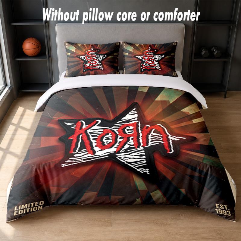 Set Biancheria da Letto Korn Design 1 Copripiumino + 2 Federe Morbido Traspirante Biancheria da Letto per la Casa