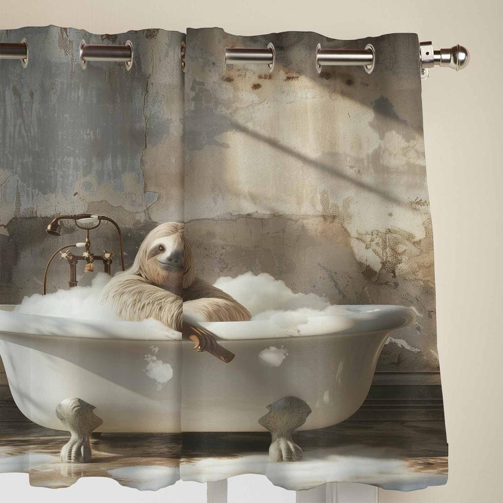 Vintage Oil Painting Sloth Window Curtains for Living Room Luxury Bedroom Curtain Kitchen Blinds Drapes Curtains