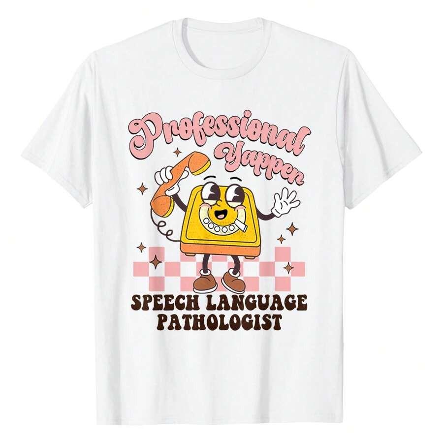 

Yapper SLP Professional R T-Shirt - Casual Short Sleeve Graphic Tee for Women & Unisex Summer Wear S разноцветный