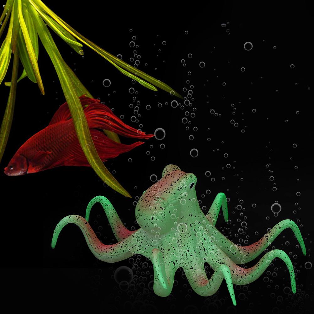 Silikon Konstgjord Fluorescerande Simulering Bläckfisk Akvarium Fiskbehållare Dekoration(Grön)