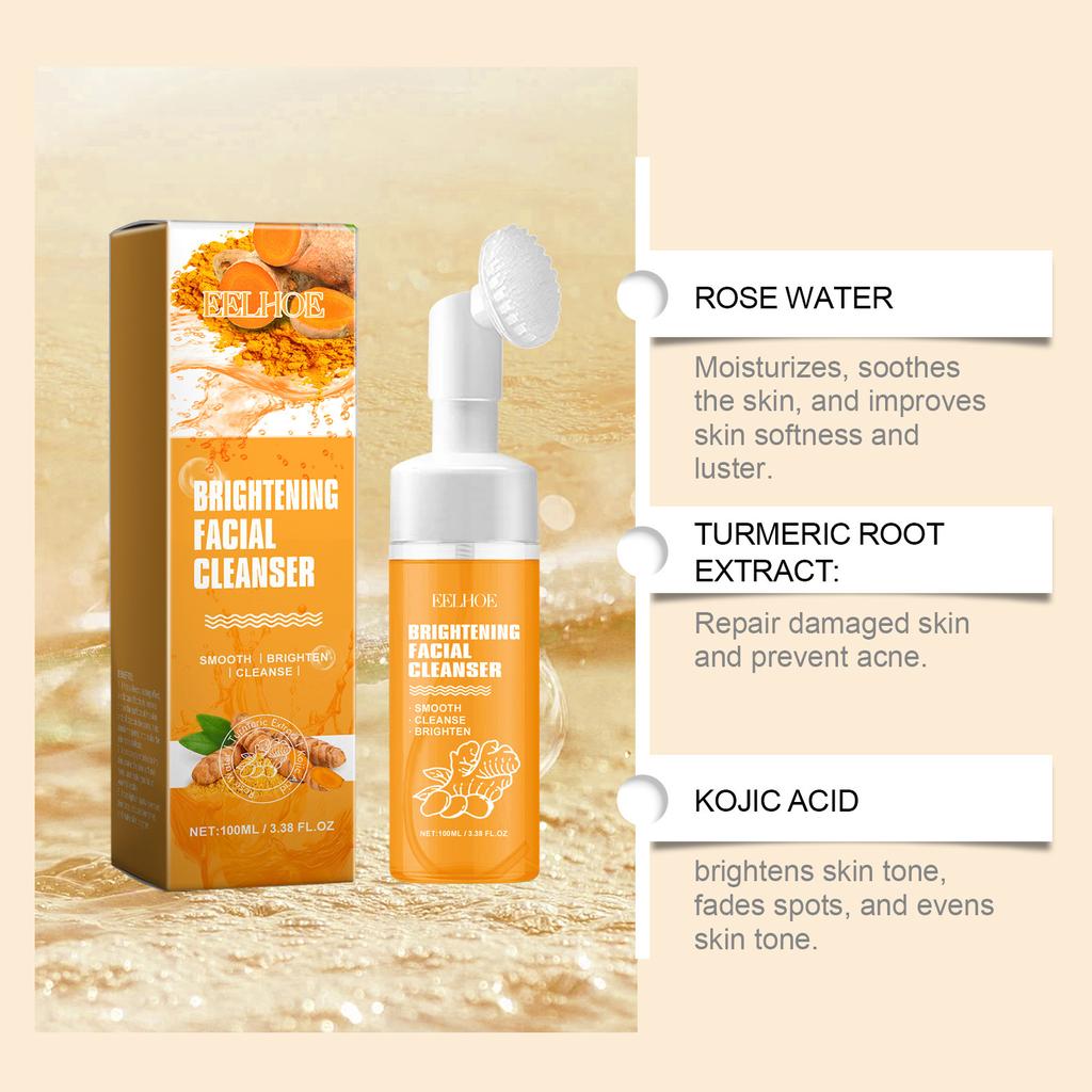 EELHOE  Turmeric Facial Cleanser Gentle Cleansing Facial Pore Skin Refreshing Oil Control Moisturizing Water Locking Cleanser