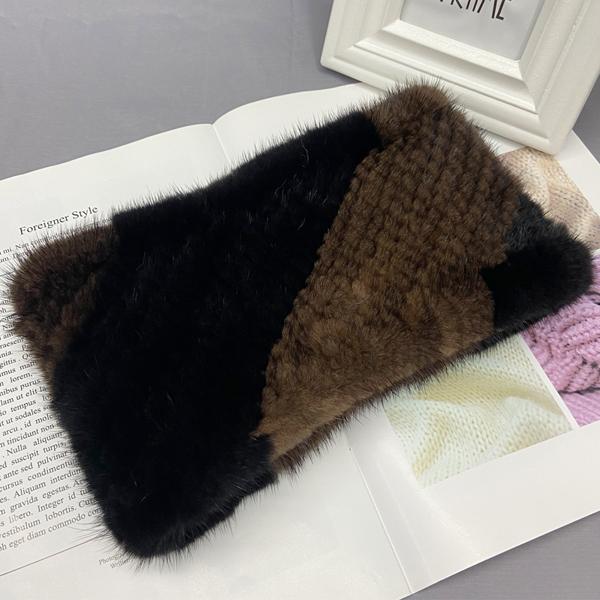 Natural Mink Fur Neck Warmer Elastic Women Winter Warm Headband Female Genuine Mink Fur Ring Scarf