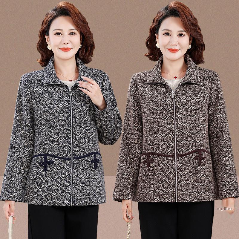 2026 New Spring Lapel Jacket for Middle-Aged & Elderly Women - Stylish Casual Top for Spring/Autumn