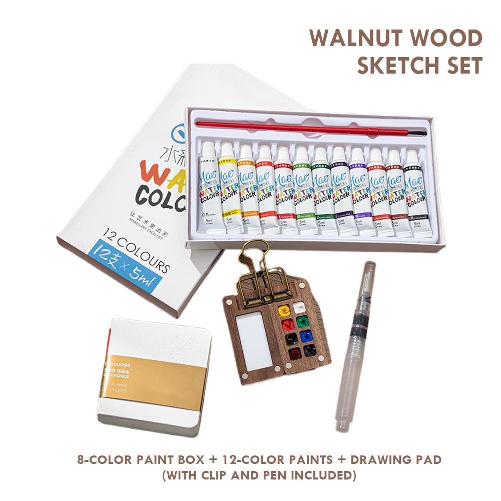 Reise Aquarellfarben Palette Set Mini Taschen Aquarellpalette Skizzenbuch mit Binderklemmen Für Maler Künstler Studenten