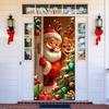 Vánoční dekorace na dveře Vtipný Santa Claus Závěsný banner na vchodové dveře Veselé Vánoce Zimní pozadí Znamení na verandu pro vnitřní a venkovní svátky