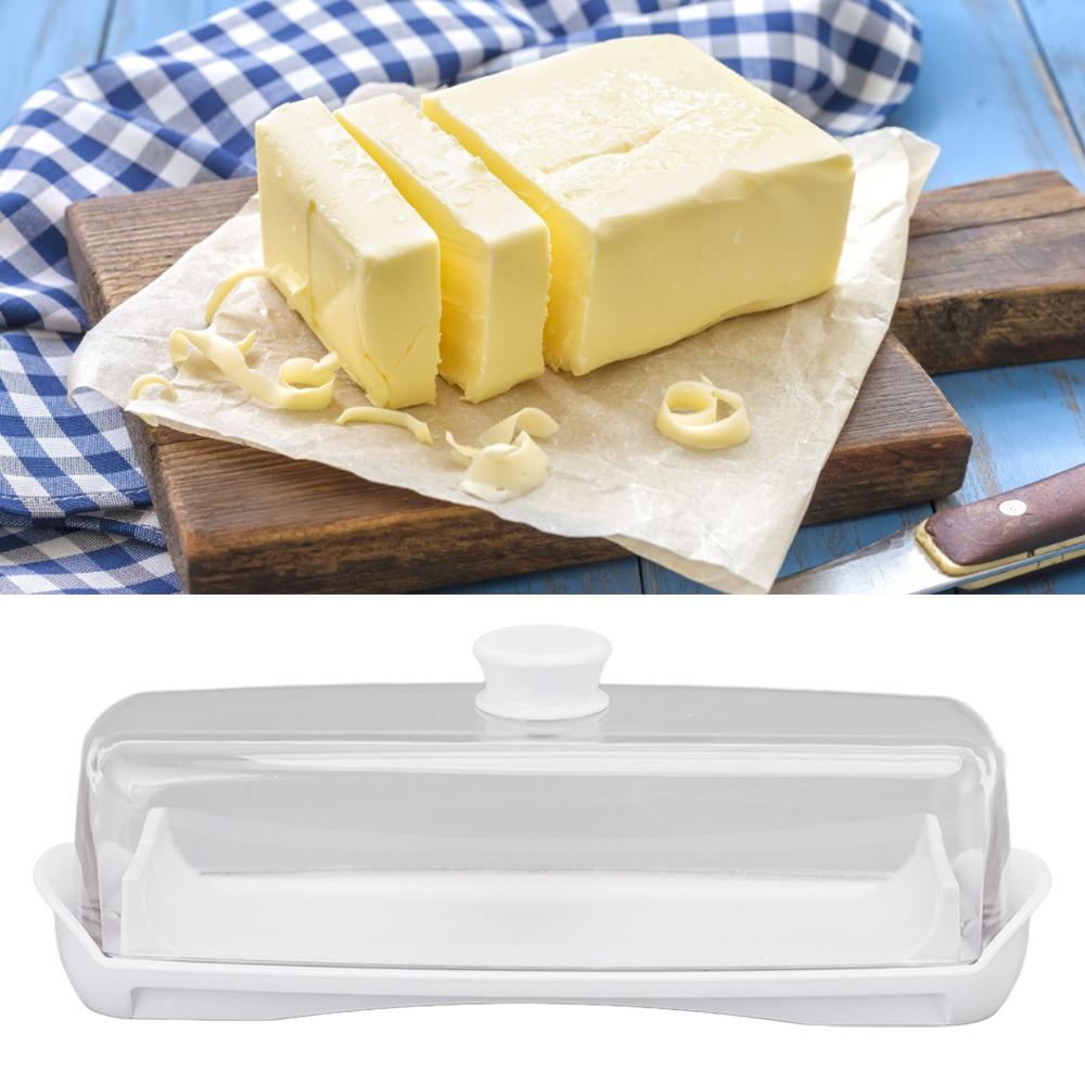 Plastic Butter Dish With Lid Transparent Cover Butter Keeper Container For Refrigerator