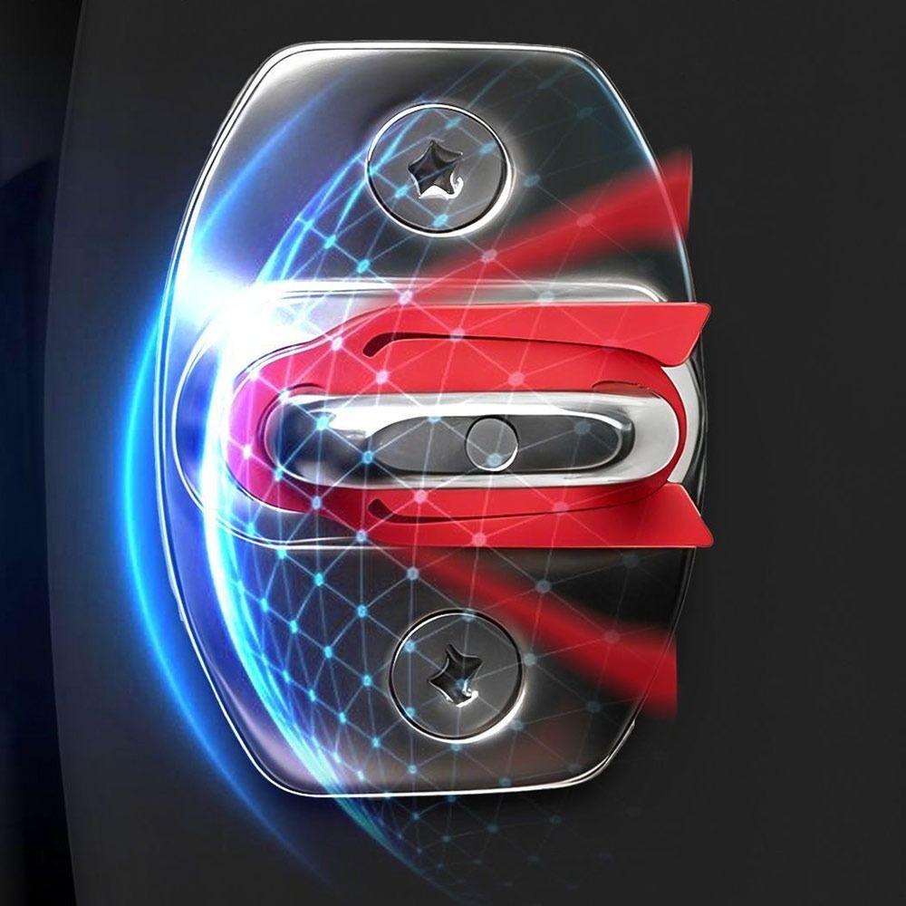 4Pcs Silicone Car Door Lock Sound Deadener Buffer Seal Soundproofing Door Lock Cover Shock Absorption Sound Reduction