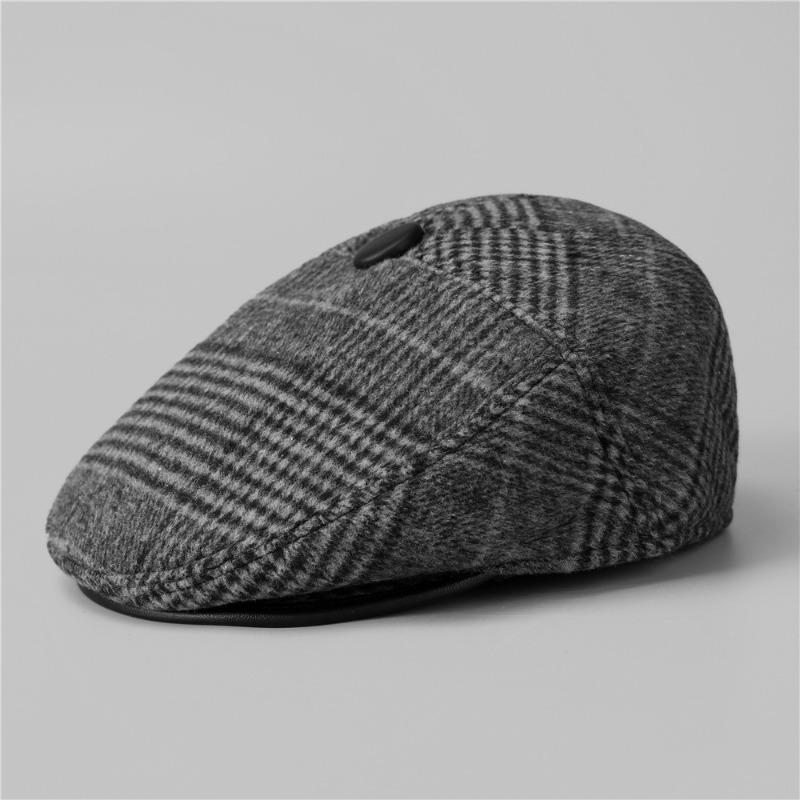 

Cap Men s Autumn and Winter Old Hat Grandpa Beret Fleece Warm Forward Hat M（56-58cm）