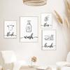 Wash Brush Floss Flush Black and White Minimalism Art WC Toilet Sign Posters Canvas Painting Nordic Wall Picture Bathroom Decor