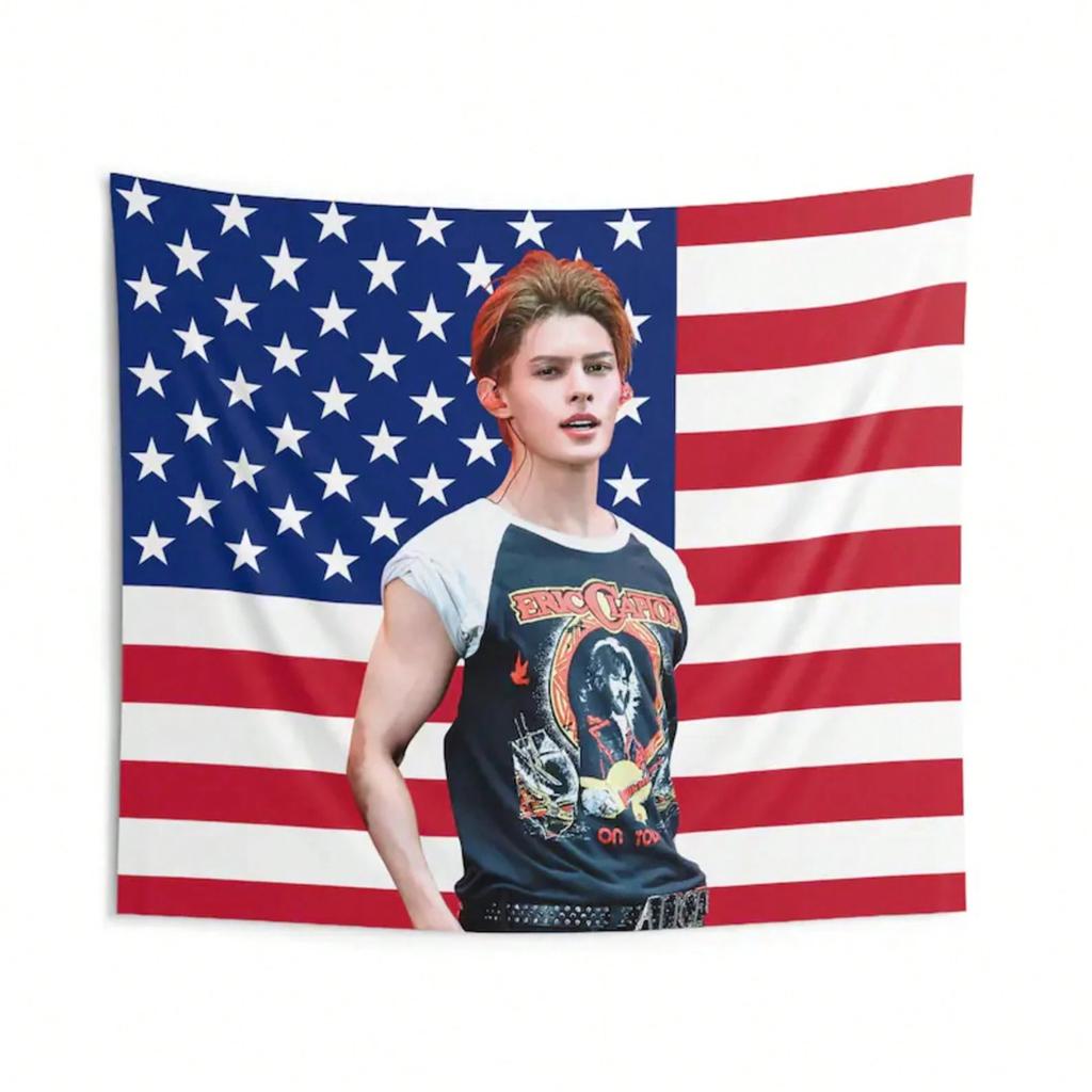 Kpop James American Flag Tapestry Wall Hanging Room Decor Kpop Fans Gift Merch Bias Birthday Valentines Day Gift Flat Print