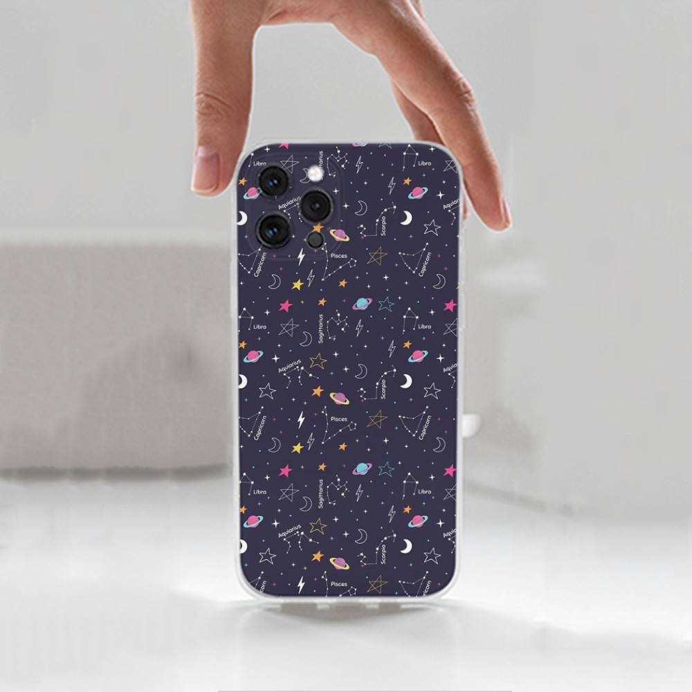 Starry Night Constellations Phone Case For iPhone Max,Plus,11,14,13,XR,SE,12,15,Pro,17,16,X,XS,Mini Transparent Soft Cover