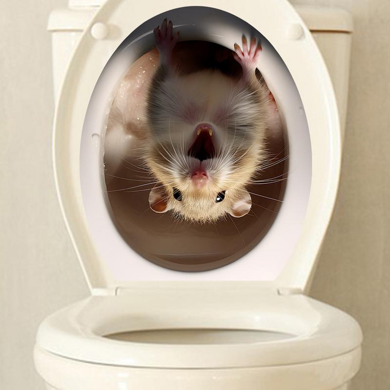 Toilet Seat 3D Decals Animal Decals Toilet Seat Cover Stickers Room Ornaments 3D Stickers For Kitchen Living Room Bedroom Nurser