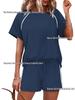 2026 Spring/Summer Women's Stretch Sport Casual Two-Piece Set - Round Neck Short Sleeve Top & Shorts